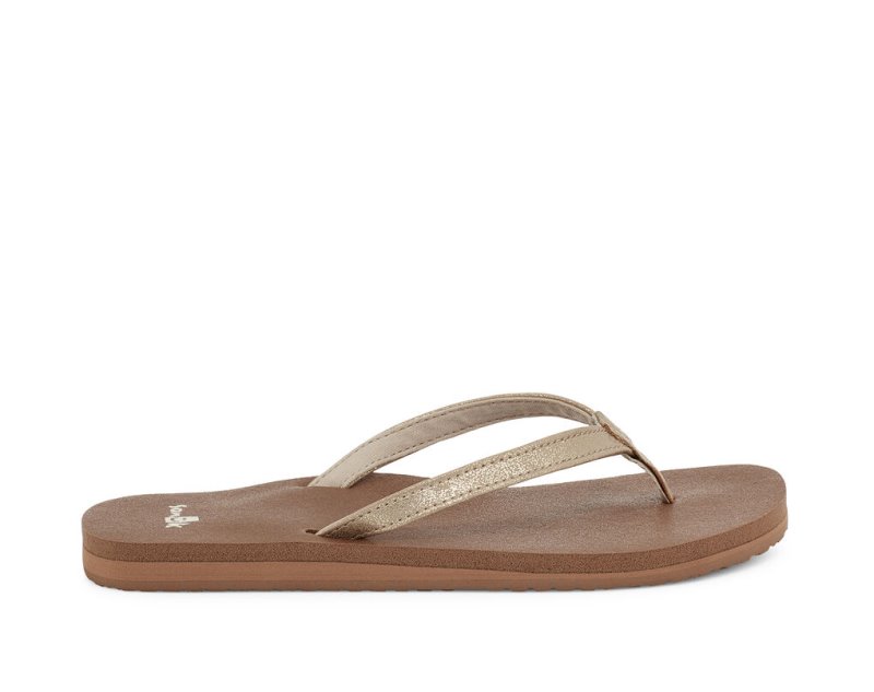 Sanuk Yoga Joy Shimmer Women\'s Flip Flops Brown | Canada 107PJJ